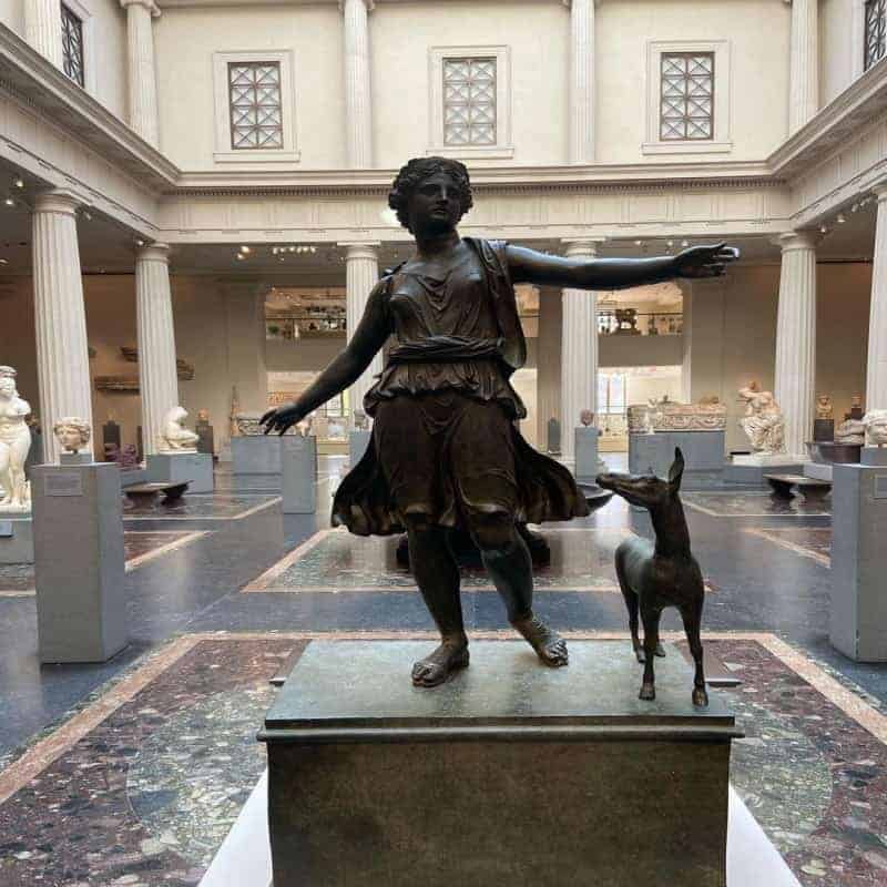 The Bronze Statue Of Artemis And A Deer