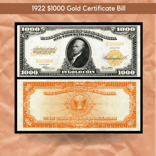 1922 $1000 Gold Certificate Bill