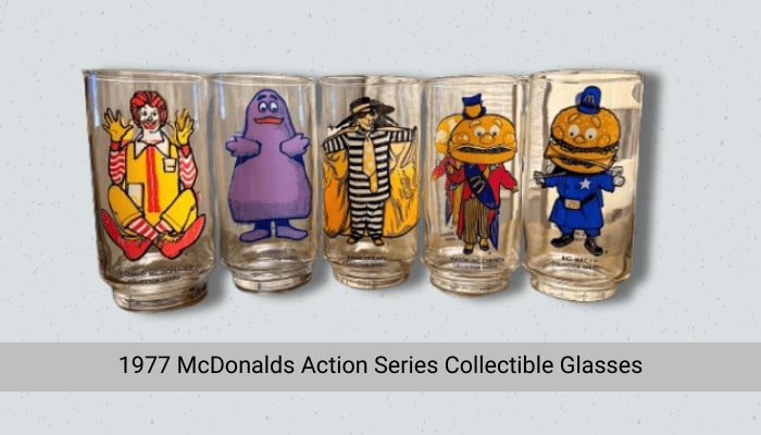 1977 McDonalds Action Series Collectible Glasses