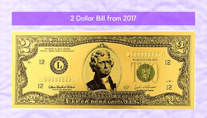 How much is a $2 bill worth from 2017