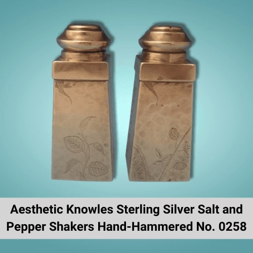 Aesthetic Knowles Sterling Silver Salt and Pepper Shakers Hand-Hammered No. 0258