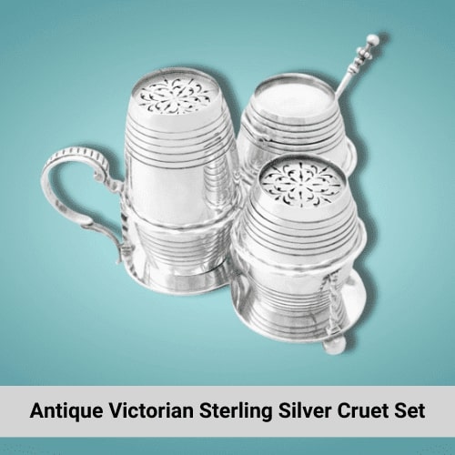Antique Victorian Sterling Silver Cruet Set