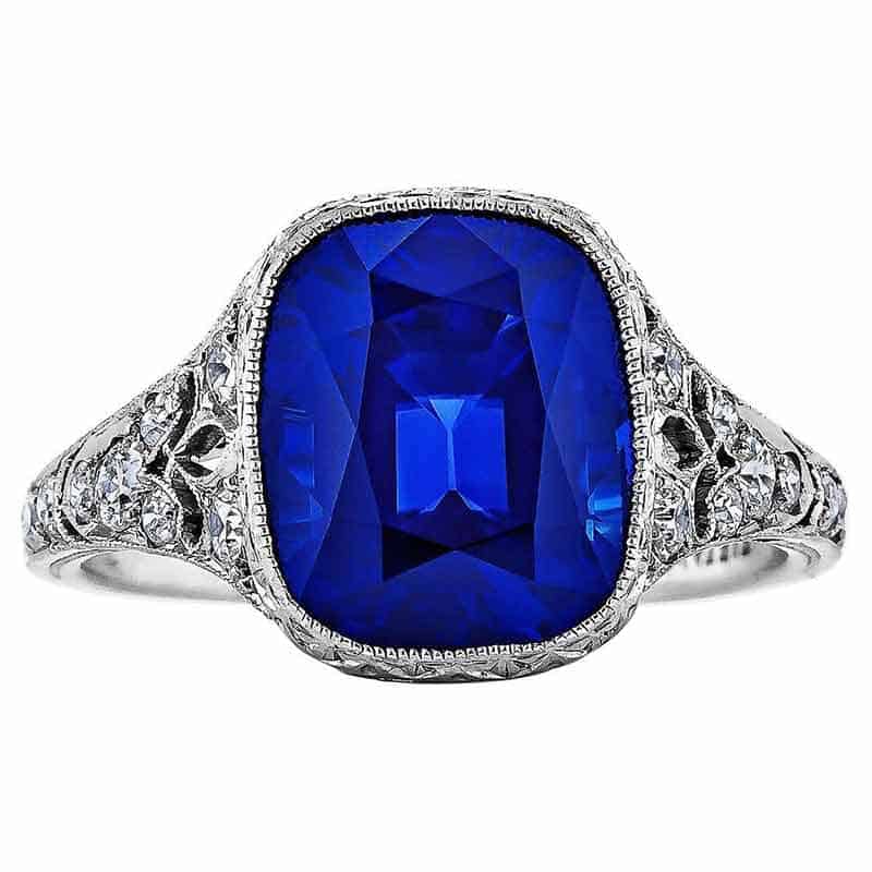 Art Deco Kashmir Sapphire Ring