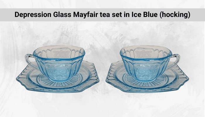 Depression Glass Mayfair tea set in Ice Blue (hocking)