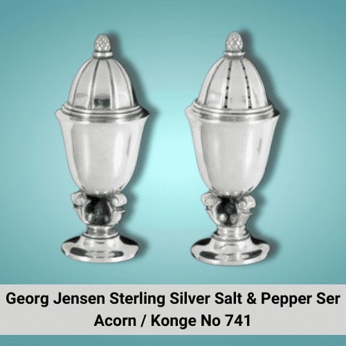 Georg Jensen Sterling Silver Salt _ Pepper Ser Acorn Konge No 741