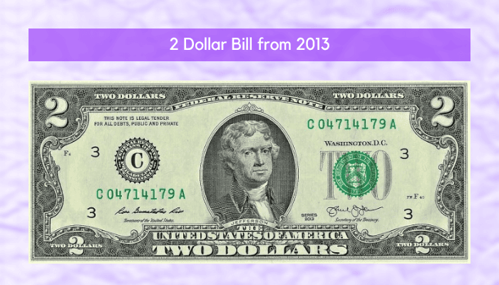 How much is a 2 dollar bill worth from 2013