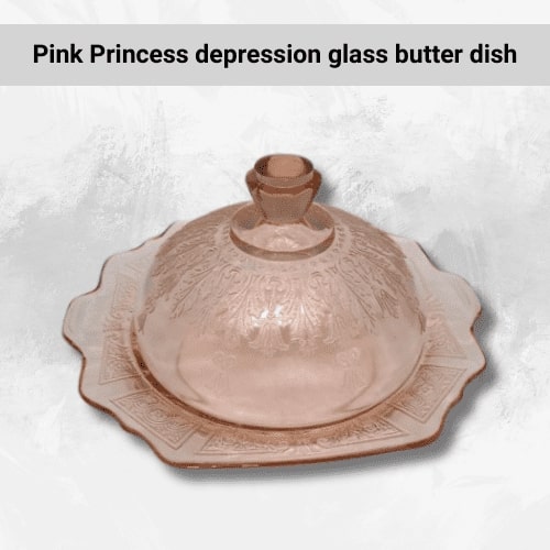 Pink Princess depression glass butter dish