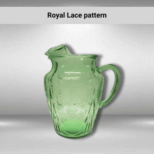 Vintage Green Royal Lace Depression Glass Water Pitcher