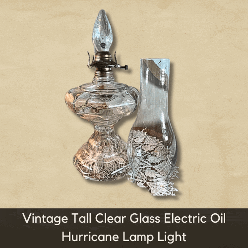 Antique Electric Hurricane Lamps Value - Vintage Tall Clear Glass Electric Oil Hurricane Lamp Light