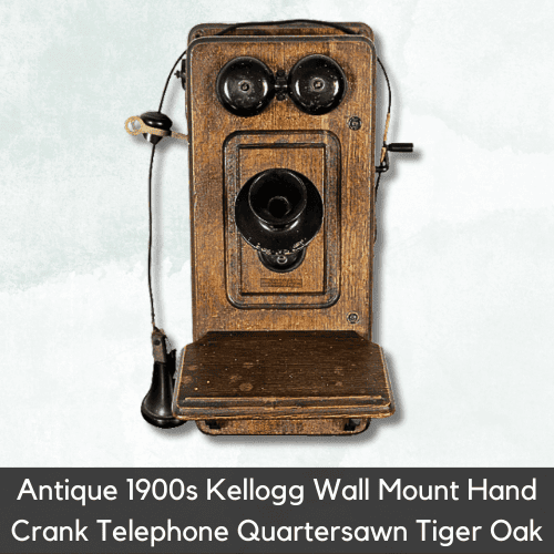 Antique Telephones Value - Antique 1900s Kellogg Wall Mount Hand Crank Telephone Quartersawn Tiger Oak