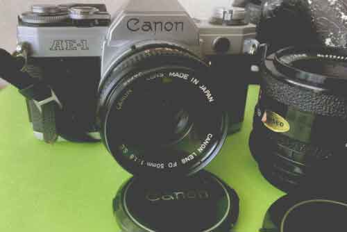 CANON AE-1 CAMERA OUTFIT WITH CANON POWER WINDER A AND (5) VARIOUS TAMRON LENSES