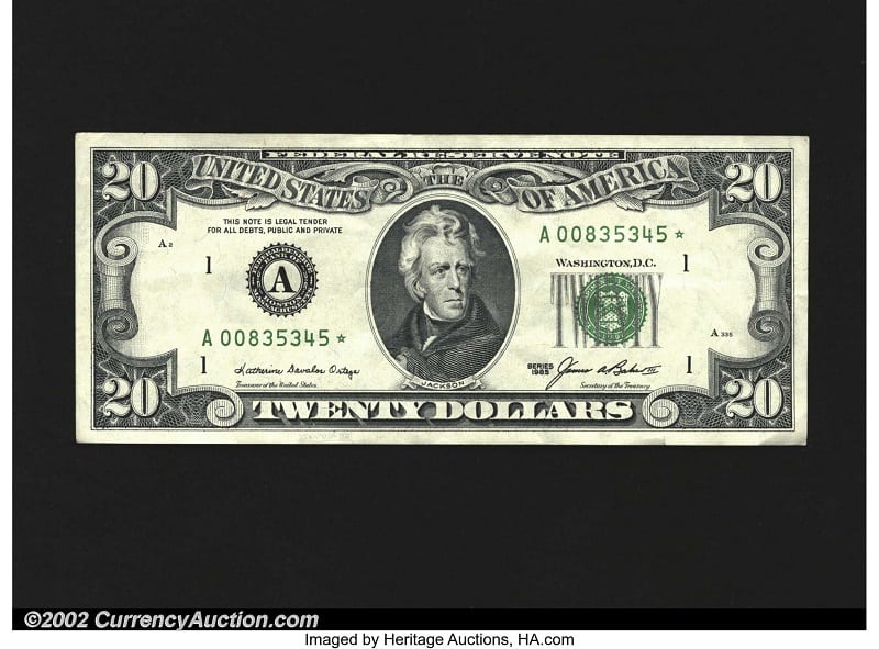 Dollar Bill with Star Value 1