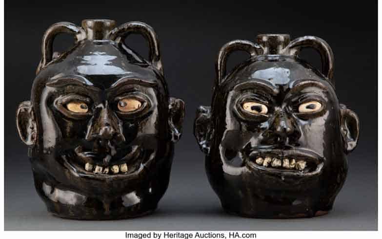 Set of Two-Headed Face Jugs from Lanier Meaders, circa 1975 - $8,125