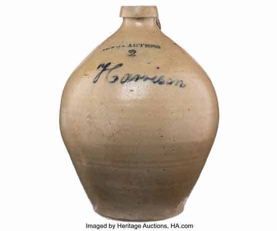 William Henry Harrison: Large Stoneware Jug - $3,750