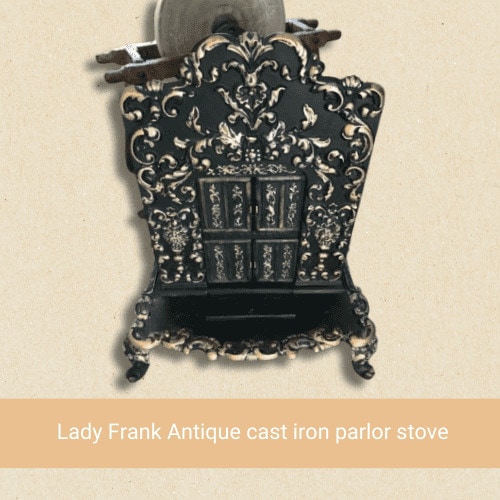 Lady Frank Antique cast iron parlor stove. By the Akron stove co. Patented 1851 is selling for $1,500