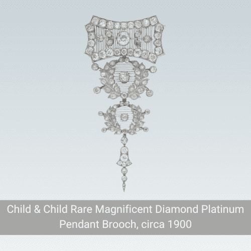Child & Child Rare Magnificent Diamond Platinum Pendant Brooch circa 1900