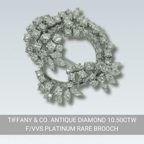 TIFFANY _ CO. ANTIQUE DIAMOND 10.50CTW FVVS PLATINUM RARE BROOCH