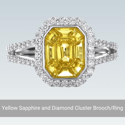 Yellow Sapphire & Diamond Cluster Brooch