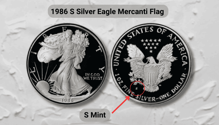 1986-S-silver-eagle-mercanti-flag-signature