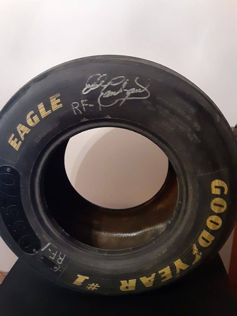 Most Valuable Dale Earnhardt Collectibles - Dale Earnhardt Autographed Race Used Goodyear #1 27” Tire PSA DNA