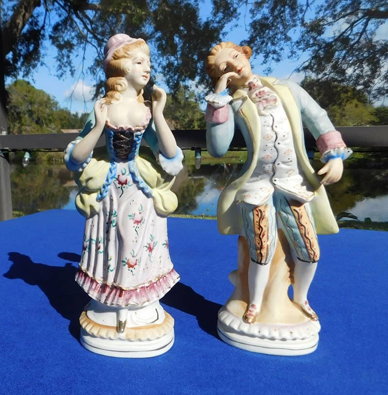 Vintage Victorian Couple Bisque Porcelain Occupied Japan Figurines